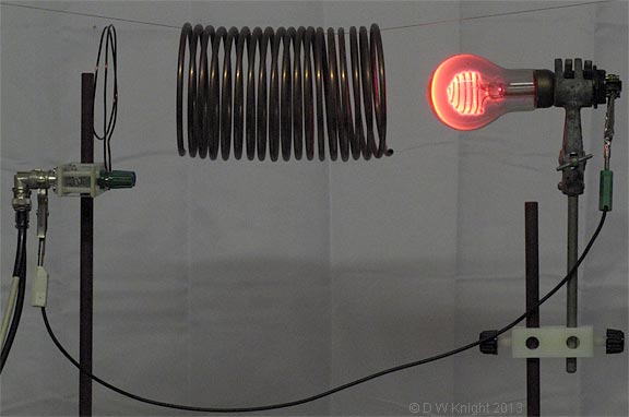 Self-resonating coil with nearby neon lamp.